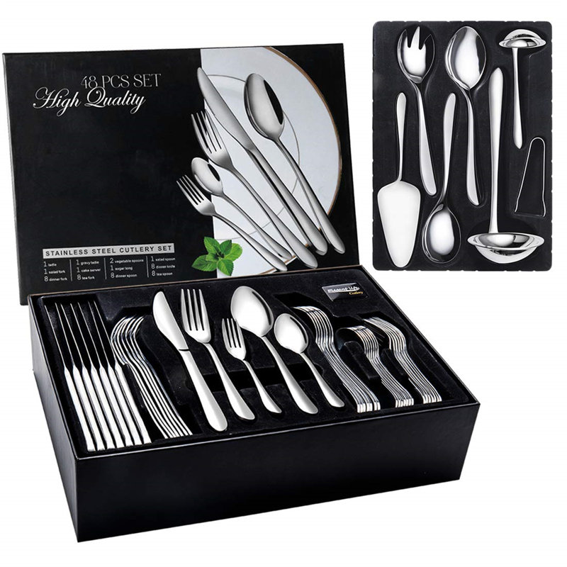 48-Piece Cutlery Set, Knife/Spoon And Fork/Teaspoon/Salad Fork, 8 Pieces