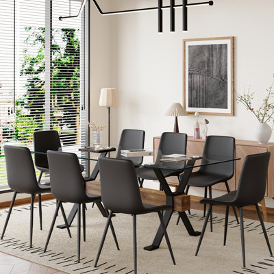 9-Piece Glass Top Dining Table Sets