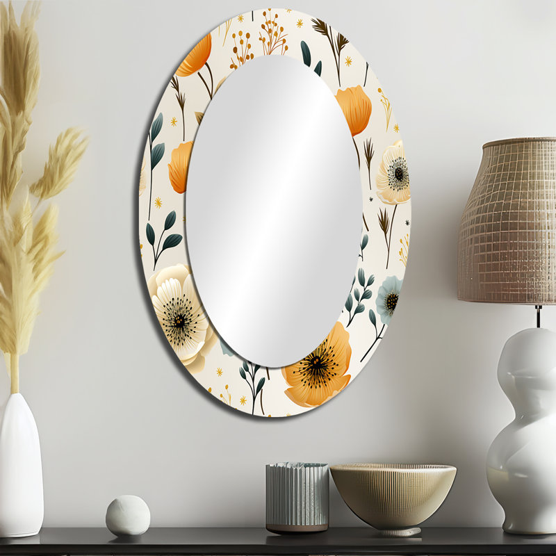 Miroir mural blanc et jaune, H 36 po x l 24 po