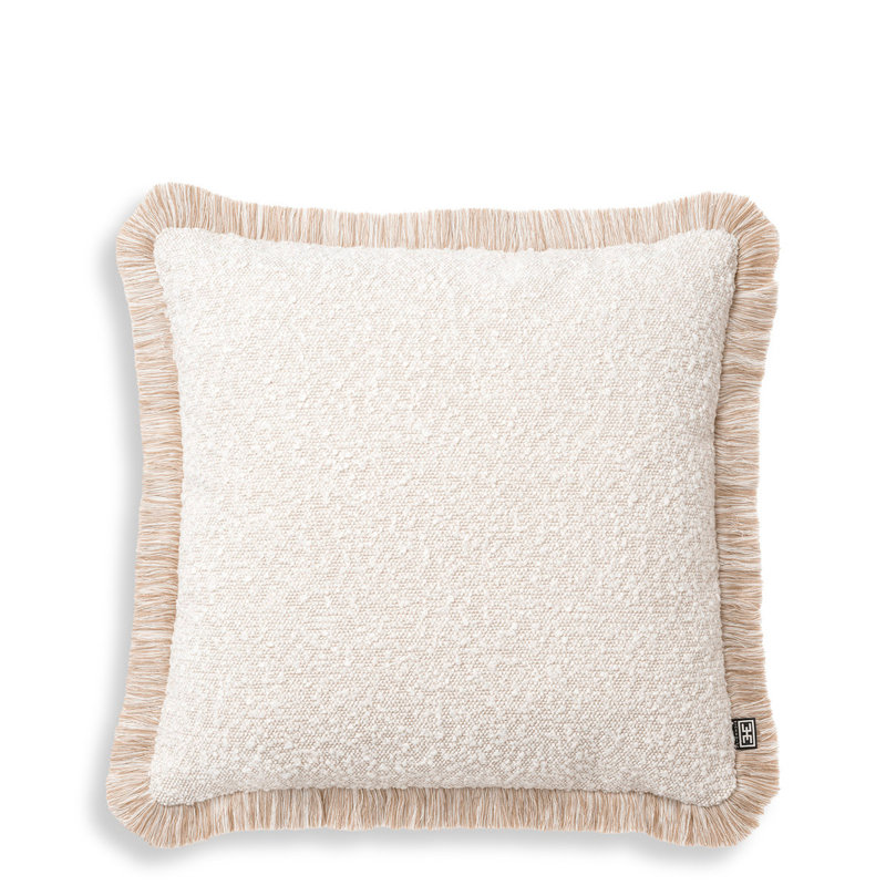 Nami Fringed Polyester Blend Reversible Throw Pillow, Square, 19.69"H x 19.69"W