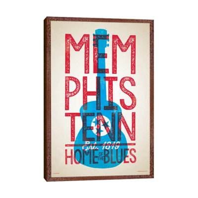 Memphis Home of the Blues Letterpress Style 1 Piece Wall Art on Canvas