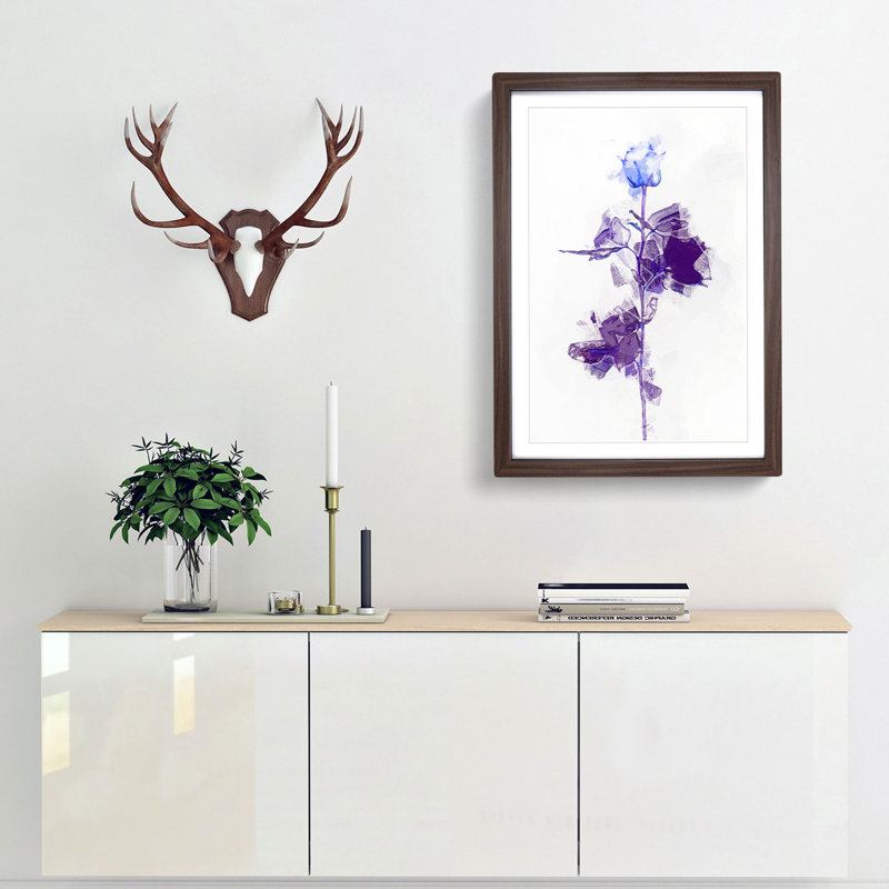 Vision of a Rose in Abstract - Picture Frame Graphic Art Print, 50cm H x 35cm W x 2cm D, Walnut