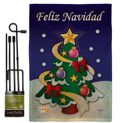Double Sided 18.50'' H x 13'' W Polyester Christmas Flag Set