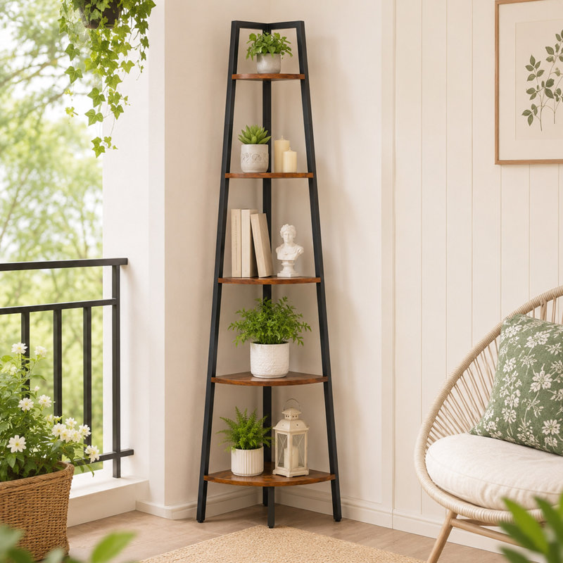 Étagère d'angle industrielle à 5 niveaux de 171,5 cm (67,5 po), structure en métal