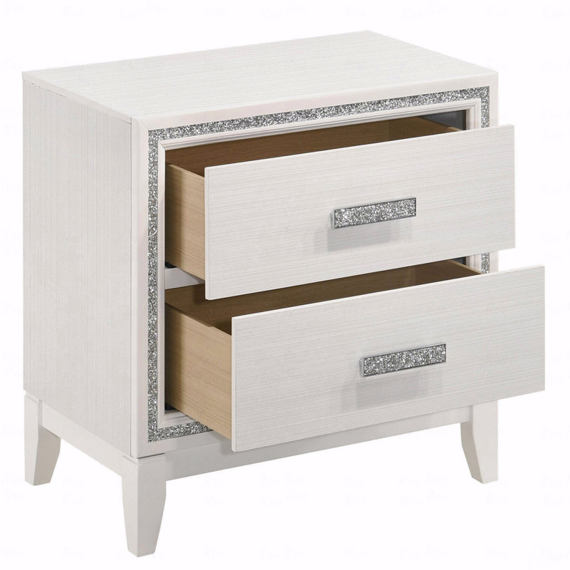 Table de chevet 2 tiroirs, Blanc