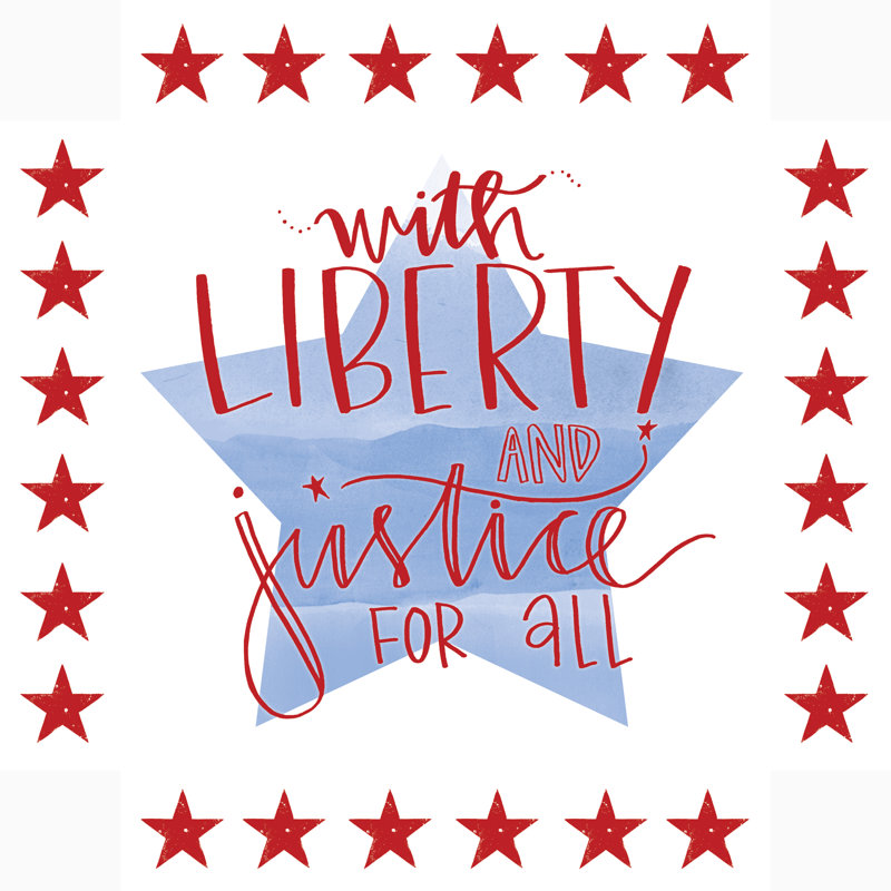 Liberty And Justice Star Sides - Wrapped Canvas Print, 30cm H x 30cm W x 3.8cm D