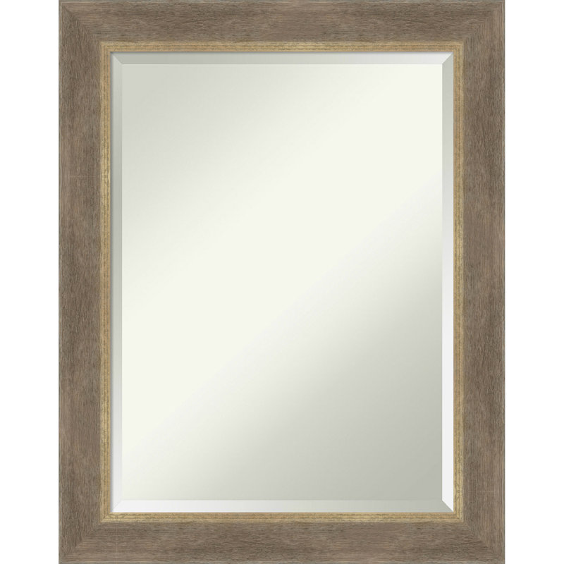 Driftwood Tan Beveled Wood Framed Wall Mirror, 28.75" H x 22.75" W