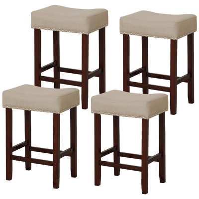 Upholstered Counter Stool with Solid Wood Frame