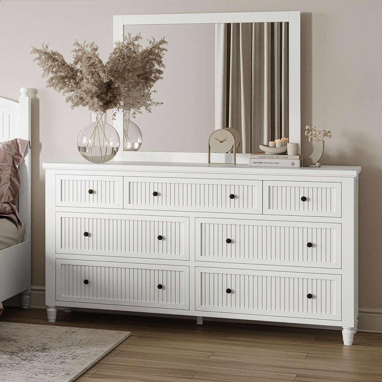 Pearce Dresser with Mirror Set, White