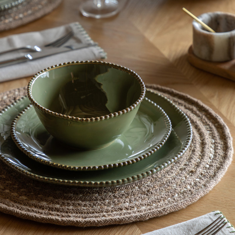 Organic Beaded Bowl Olive (4pk) 160x70mm
