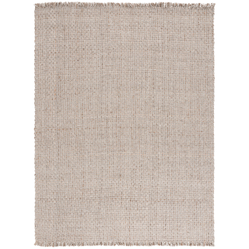 Kerriana Natural Fiber Hand Woven Jute/Wool Solid Color Rug in Brown/Gray, Rectangle 8' x 10'