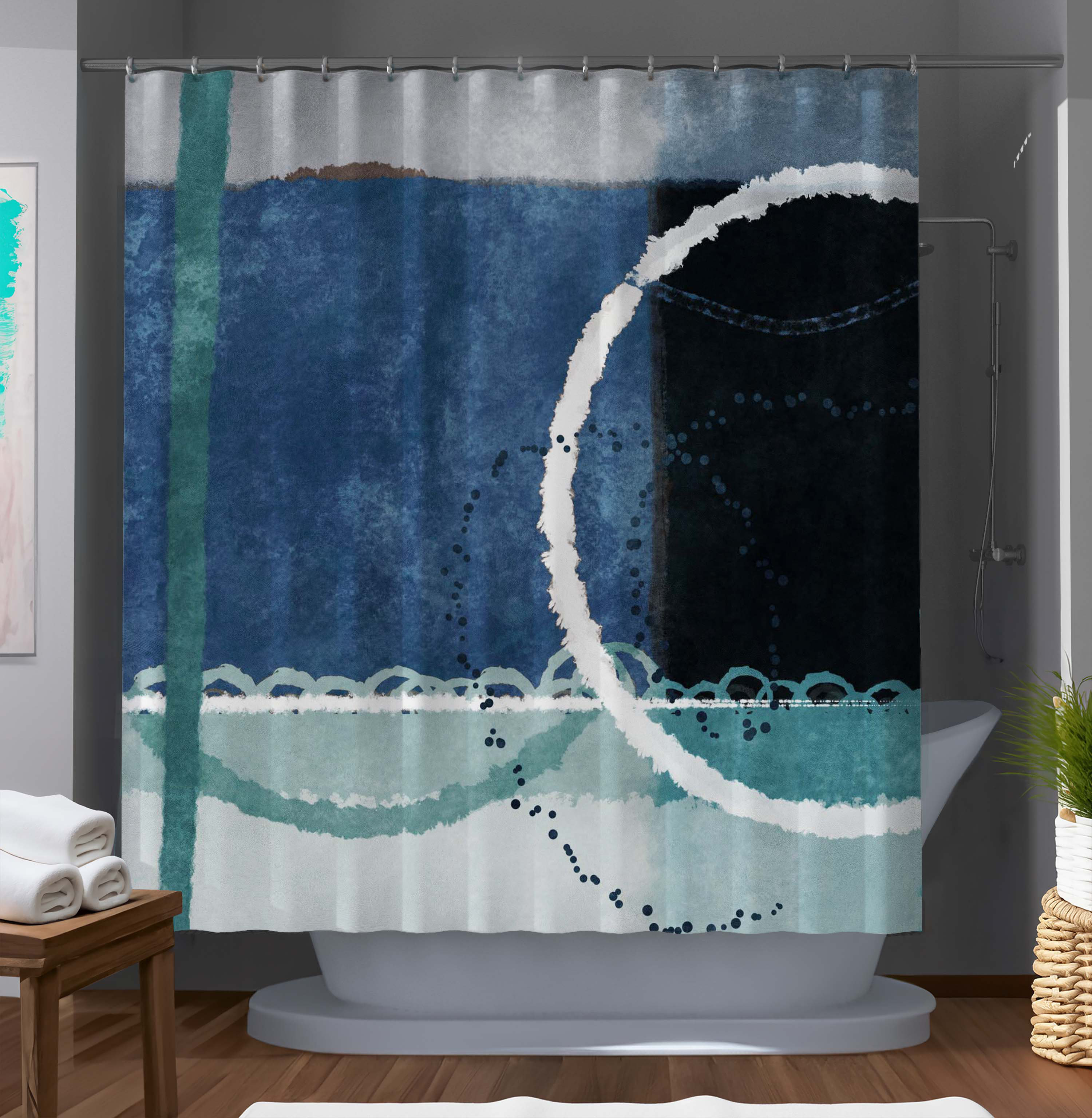 East Urban Home Augustinas Abstract Shower Curtain | Wayfair