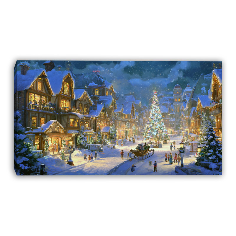 «Christmas Village», art mural sur toile carrée, 20 po x 36 po