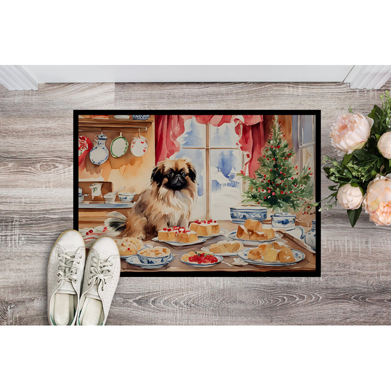 Paillasson Pekingese Christmas Cookies DAC3863, L 18 po x L 27 po