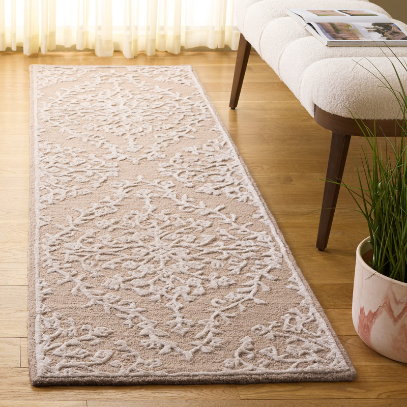 Laine touffetée à la main Glamour Viscose Tapis d'intérieur floral en coton, Tapis de couloir 2 pi 3 po x 8 pi