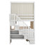 Lit superposé en bois avec escalier de rangement, tablettes de rangement, rideaux d'intimité, lumières DEL et tiroirs sous le lit