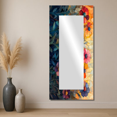 Motif géométrique prairie colorée de fleurs sauvages cubiste II - fleurs sauvages miroir - impression sur métal