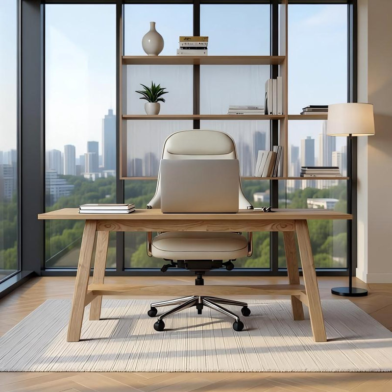 Solid wood office computer desk