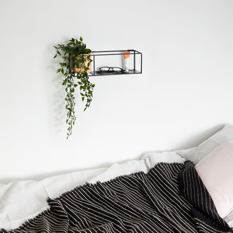 AllModern Cubist Accent floating wall shelf in white with a minimalist geometric design