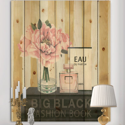 Glam and Fashion Parfum Boudoir III - Impression chic et luxueuse sur bois de pin naturel