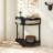 Unique Half Moon Design End Table with Sliding Rattan Door,Elegant Semi-circle Entryway Console Table with 2 Rattan Storage Cabinet and Bottom Shelf for Living room, Bedroom, Study, Hallway-433331140