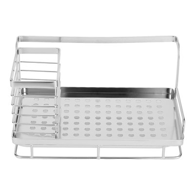 Sink sponge drainer basket 304 stainless steel kitchen dishcloth and dish soap storage rack, silver