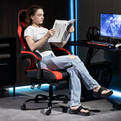 Fauteuil de jeu inclinable et ergonomique avec accoudoirs et repose-pieds, Bosmiller