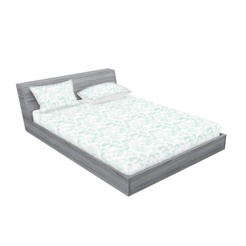 Microfiber Sheet Set, King Sheet Set with 2 Pillowcases, Green Lily Flowers