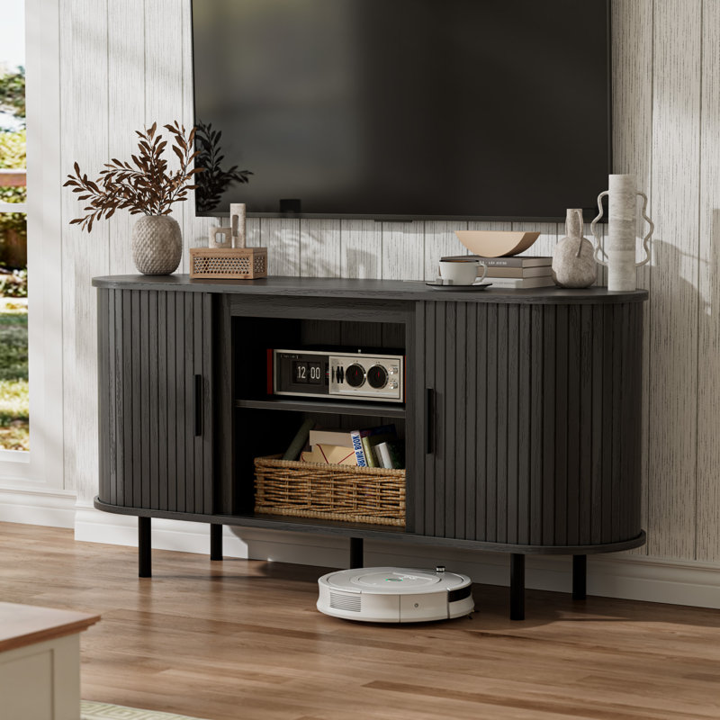 Meuble télé 55 po Mid-Century, Noir