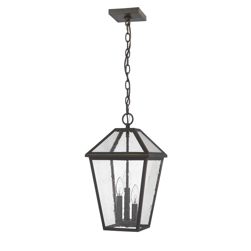 Lanterne suspendue d'extérieur 3 lumières Swerve, H 18 po x l 10 po x P 10 po, Bronze huilé, Grainé