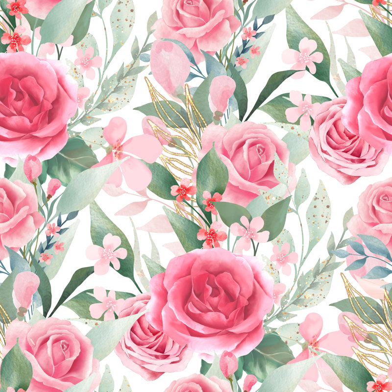 Aquarelle Agneta roses roses - peinture sur toile tendue, H 12 po x l 12 po x P 1,25 po