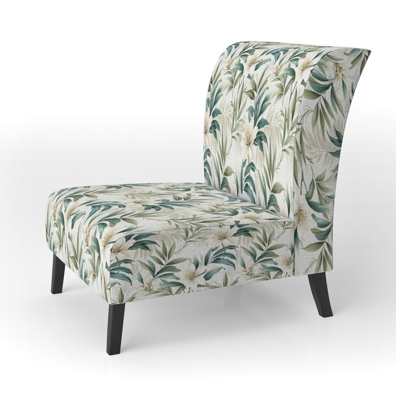 Fauteuil de chambre rembourré C, Motif tropical botaniques serein IV