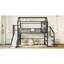 Lit mezzanine avec glissade et escalier, lit de jeu en métal avec tablettes de rangement, toit en forme de maison et conception silencieuse-14771516-14771517