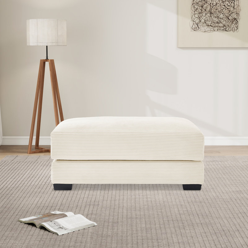 46" Rectangle Corduroy Ottoman , Cream