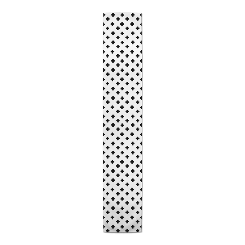 Geometric Table Runner, 72" x 16", Black