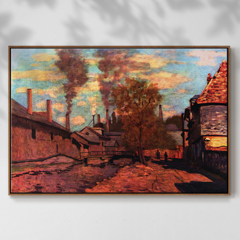 Monet, reproduction d'art encadrée sur toile par Claude Monet, H 27 po x l 41 po x P 2 po, Noyer
