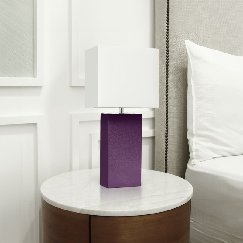 Leather Rectangular Table Lamp, Purple