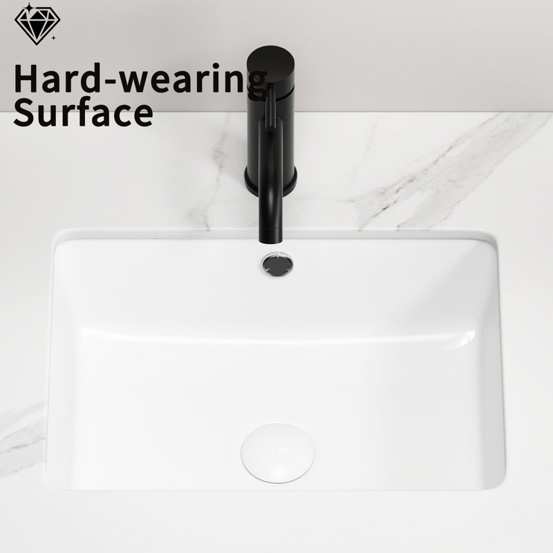 18X14 Inch Undermount White Ceramic Vessel Bathroom Sink, Built - In Overflow, Smooth Design For Indoor And Traditional Bathrooms Milk 7.09 Inches High, American Style Home Lavatories