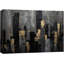 «Moody Gold Grey Dark City Buildings», œuvre d'art sur toile encadrée-107907842-107907847