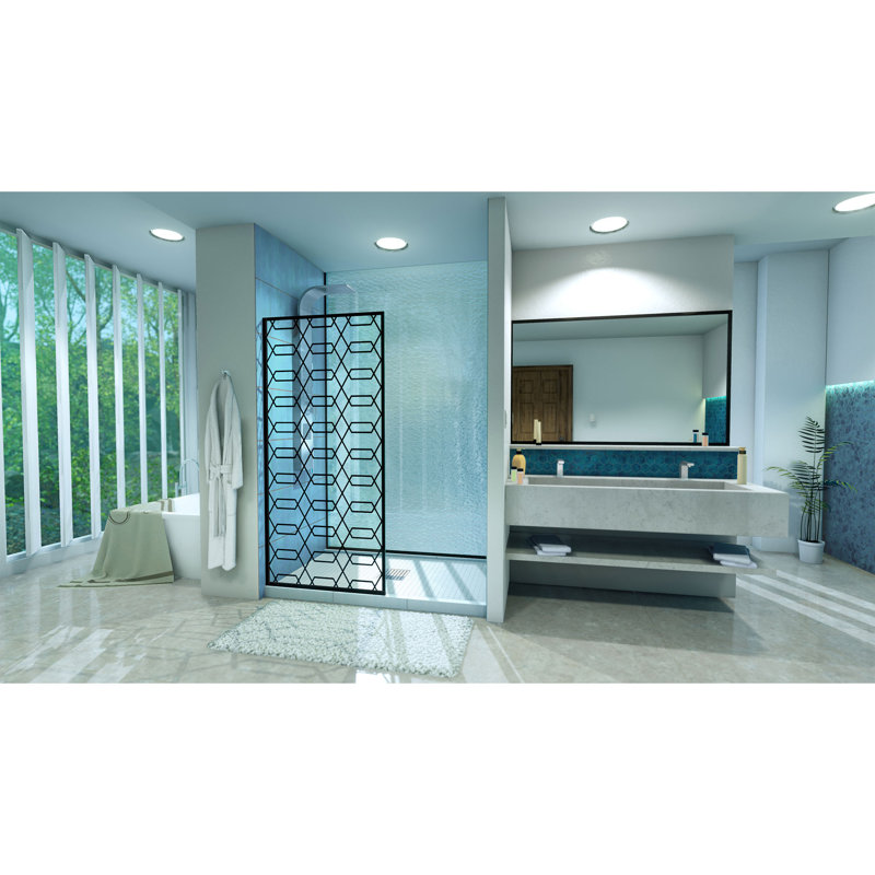 Panneau de verre fixe sans cadre l 34 po x H 72 po Linea Maze avec technologie Clear Max