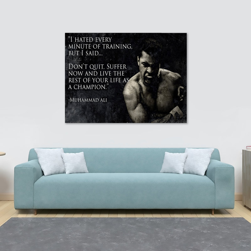 Muhammad Ali Don't Quit Quote - Wrapped Canvas Print, 30.5cm H x 40.6cm W x 3.8cm D