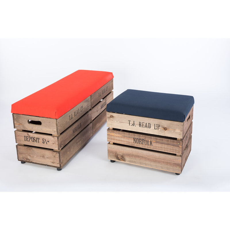 Edington Upholstered Outdoor Ottoman, Blue