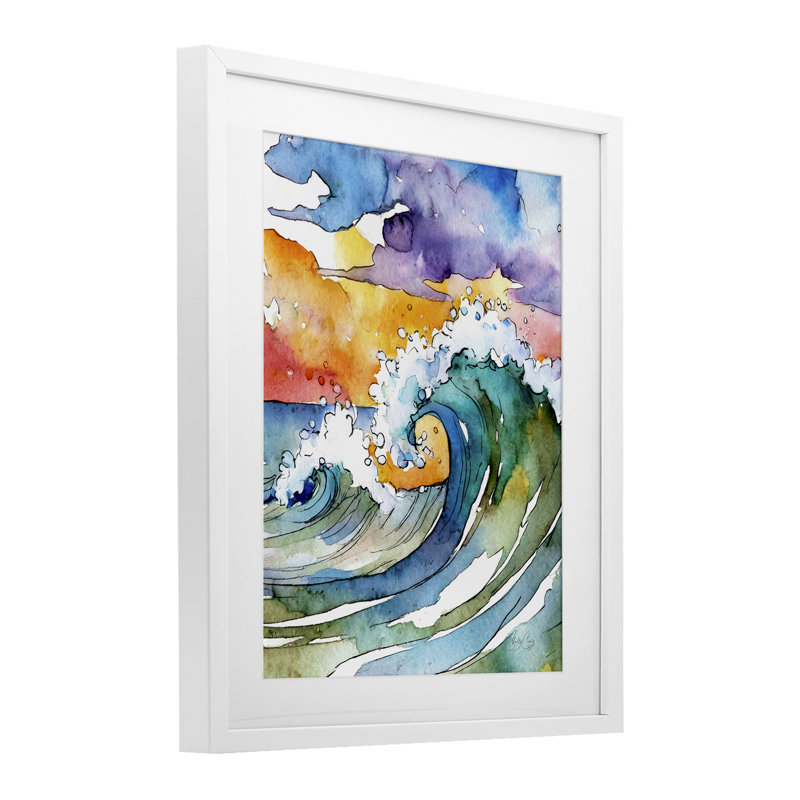 «Vibrant Sunrise Surf», reproduction sous verre, conception de Shelly Craig, H 21 po x l 17 po