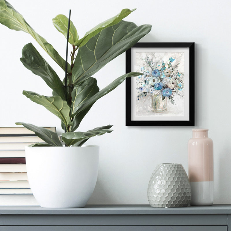 «Emerald Ice I», reproduction encadrée, Blanc, Papier avec cadre noir