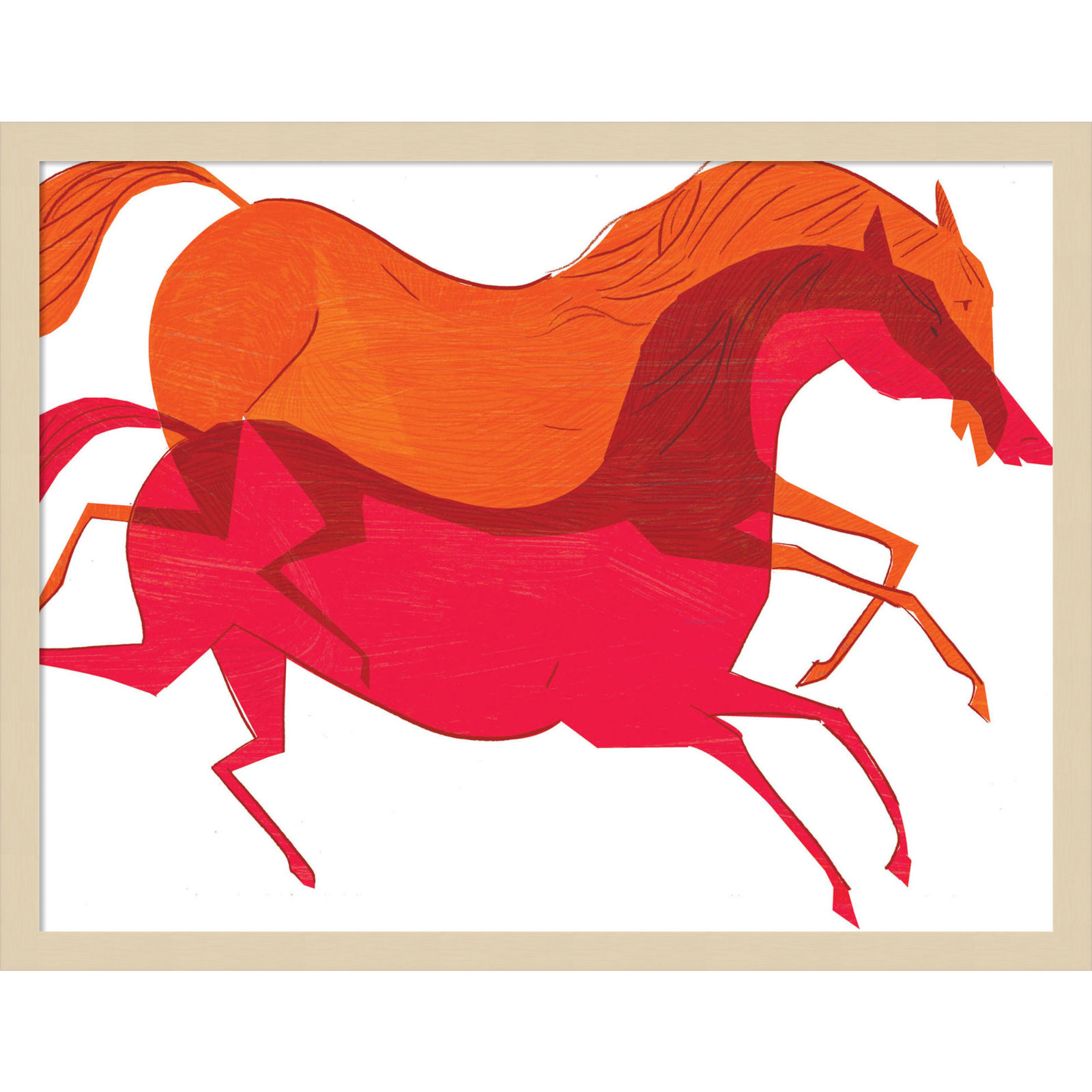 Horses by Richard A. Allen Wood Framed Wall Art Print, 20" H x 25" W, Brown