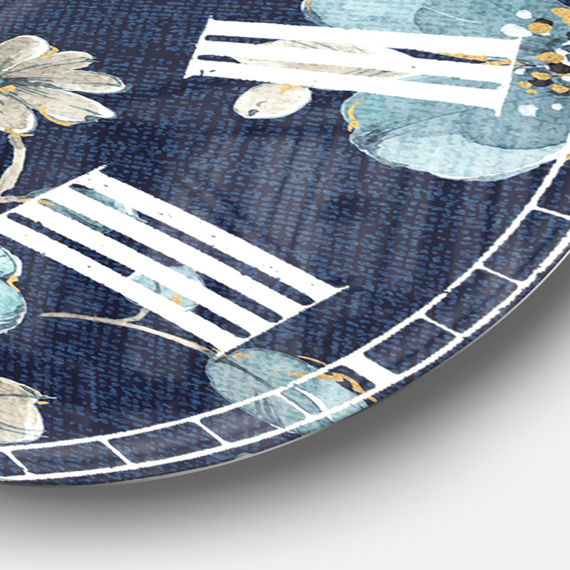 Indigold fleur métallique motif - horloge murale traditionnelle, Surdimensionné