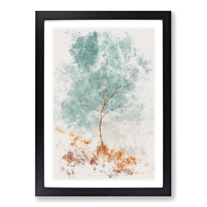 Lonely Tree - Picture Frame Painting Print, Black Framed, 45cm H x 33cm W x 2cm D