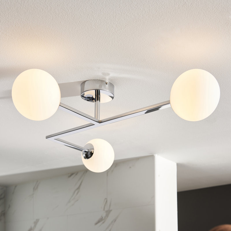Terflinger Glass Semi Flush Mount, Chrome