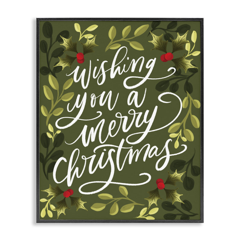 «W Wish You Merry Christmas», estampe numérique, design par Isabela Schielke, H 14 po x l 11 po, Giclée encadrée noir minuit