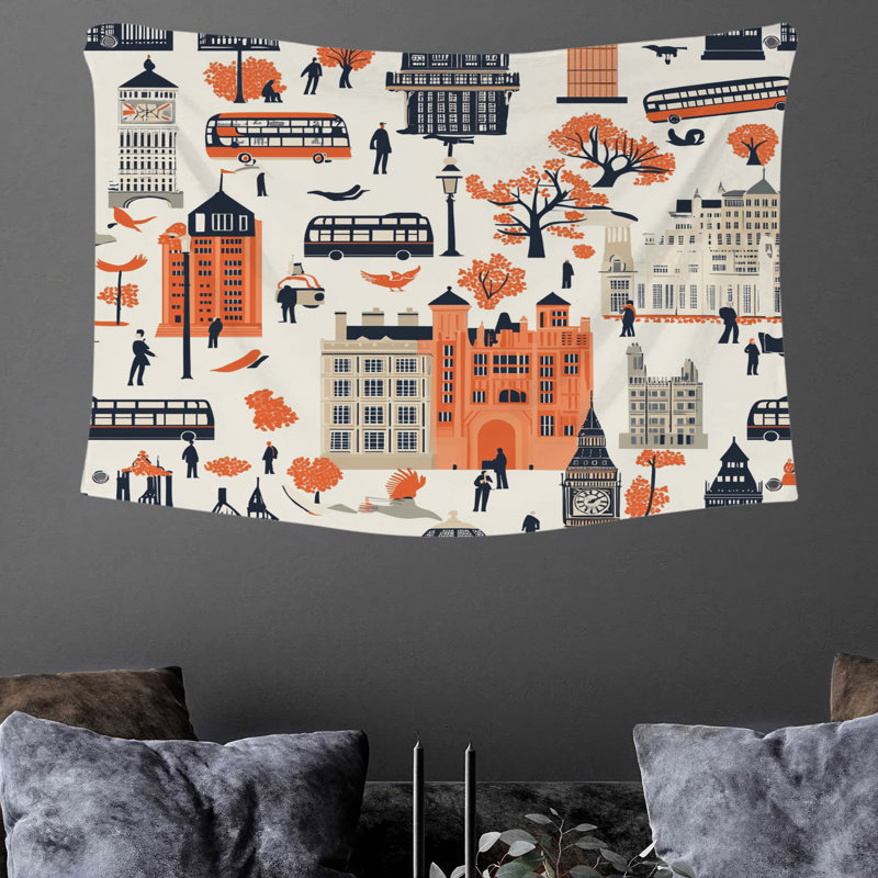 Tapisserie murale Cityscape - décoration murale urbaine, H 50 po x l 60 po